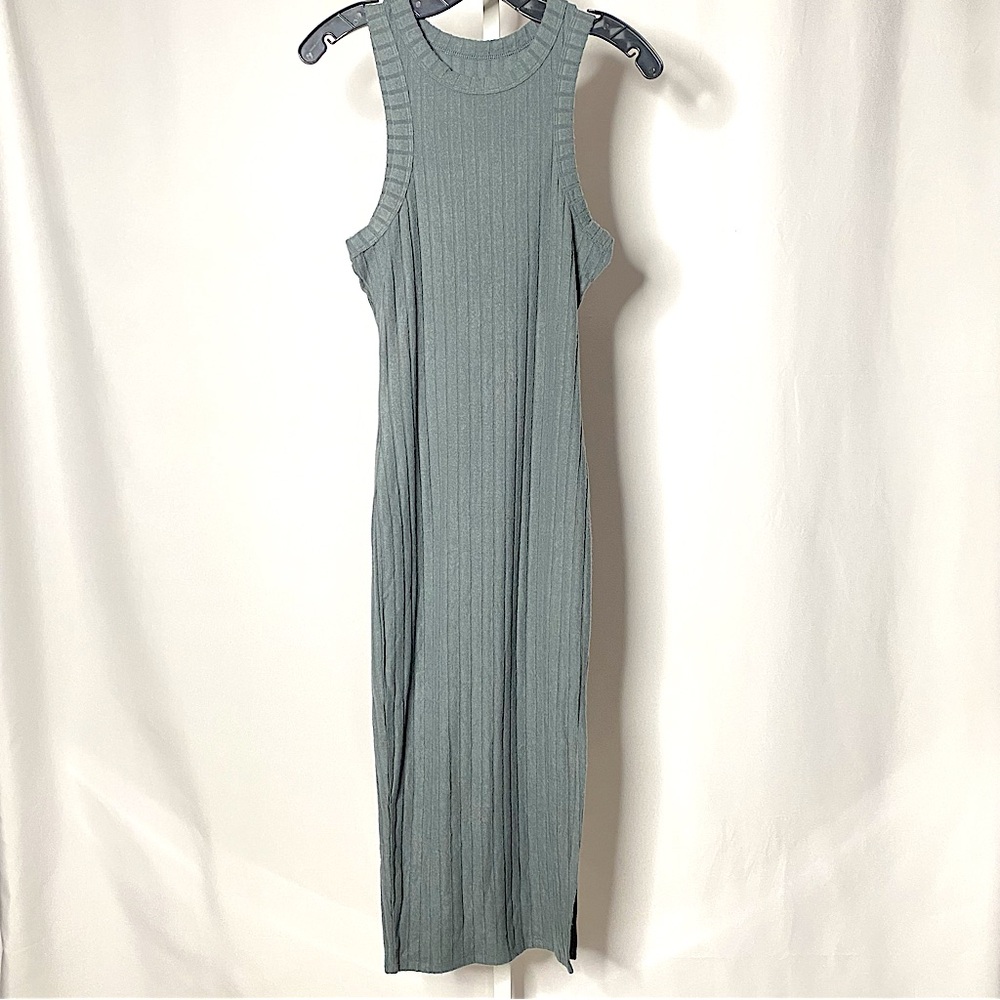 NWT Chaser Poor Boy Ribbed Midi Dress with Slit — S